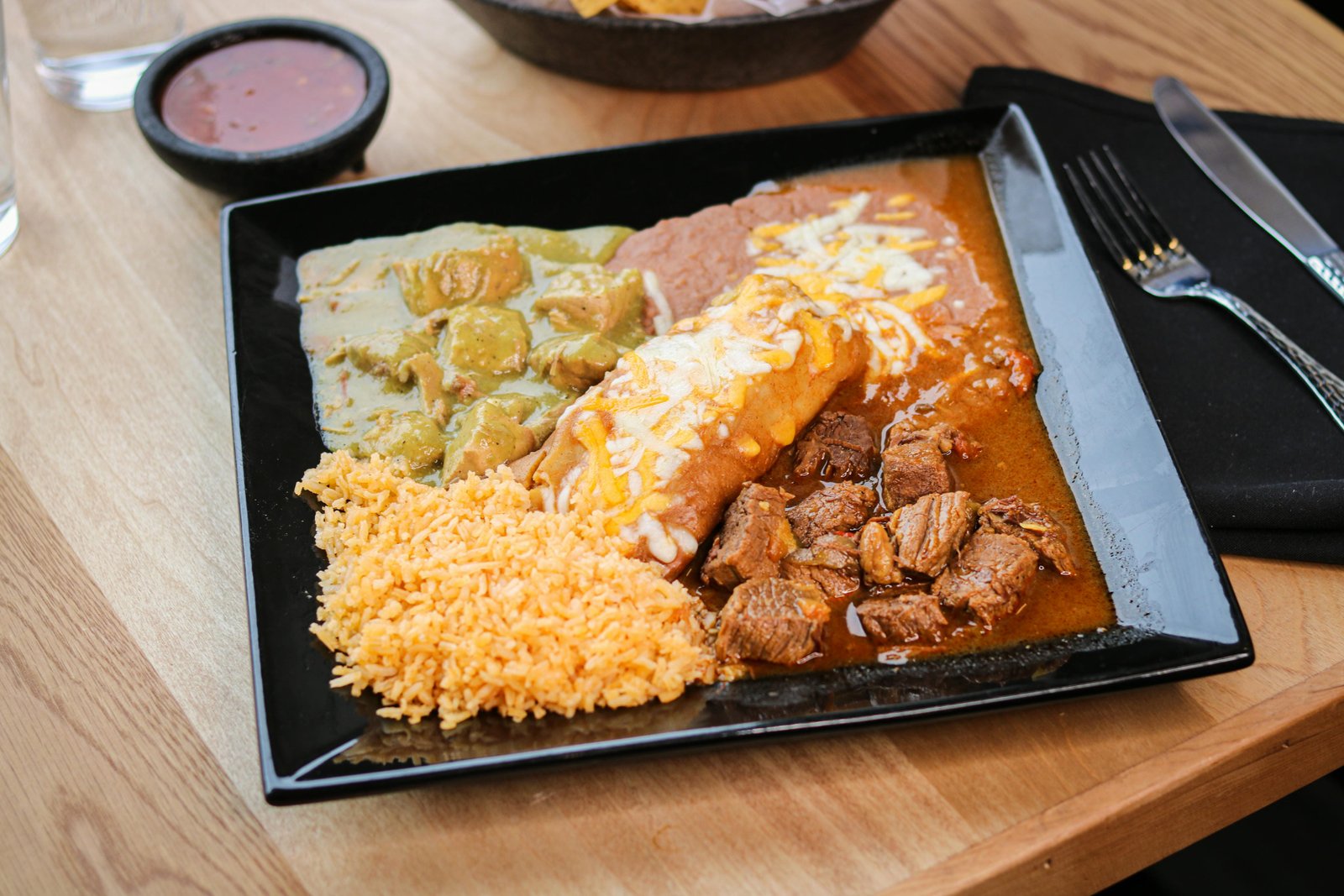 Terrific Trio combination plate at Tequila Fuego Longview WA